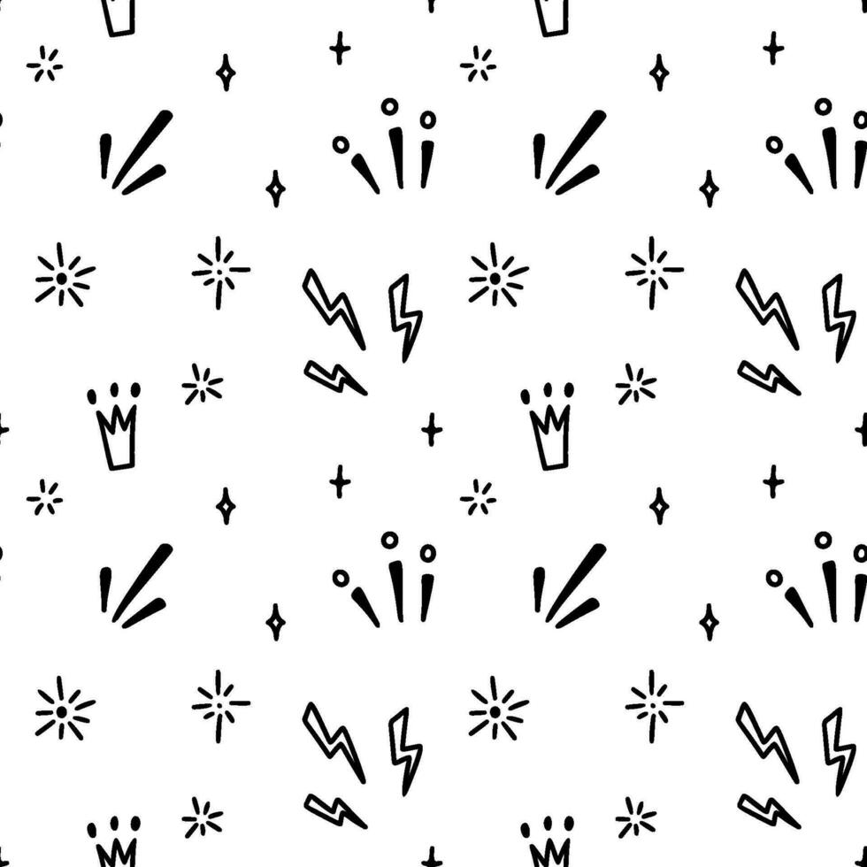 Cute line doodle seamless pattern. Childish squiggle drawing design. Baby party decoration vector