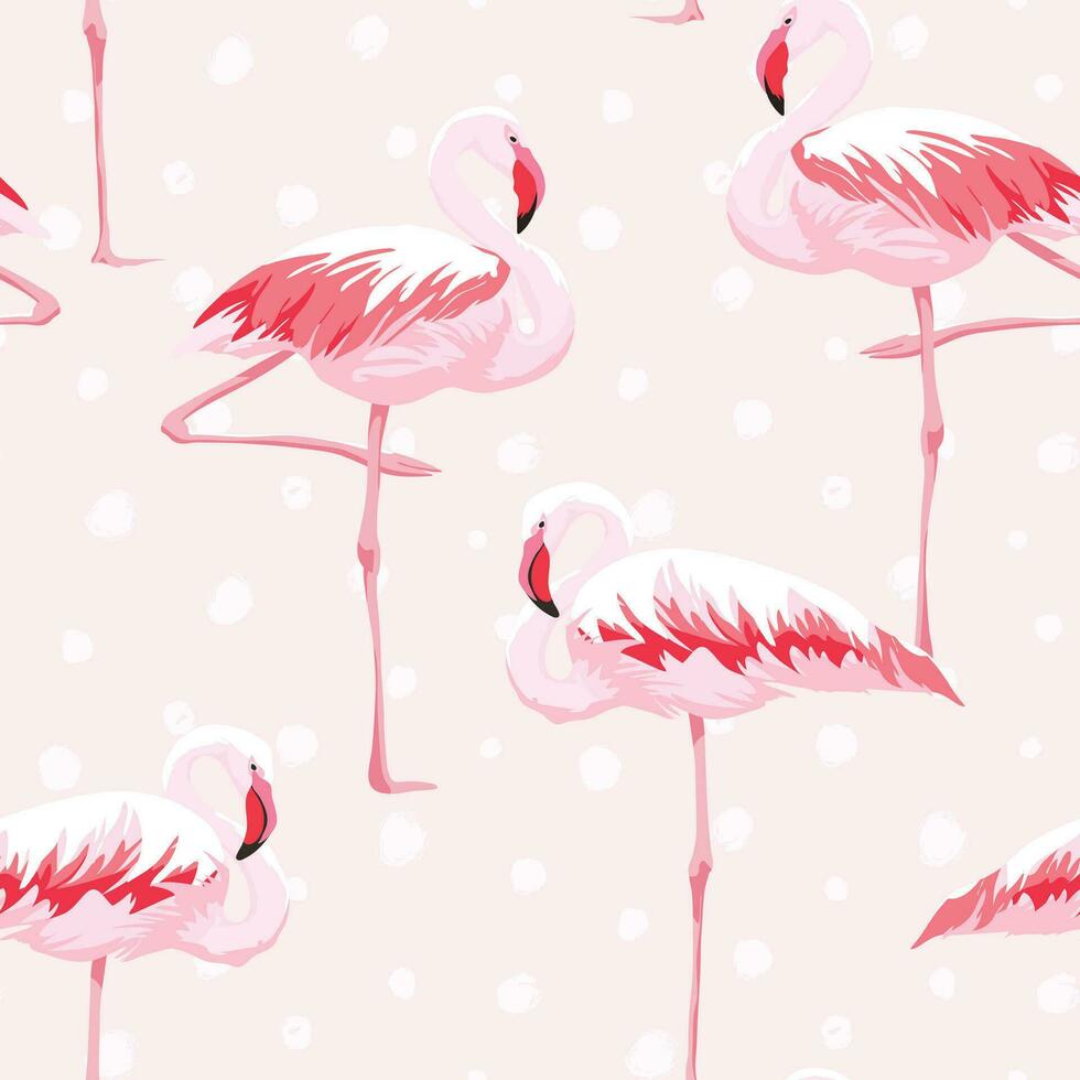 Pink flamingo seamless pattern vector