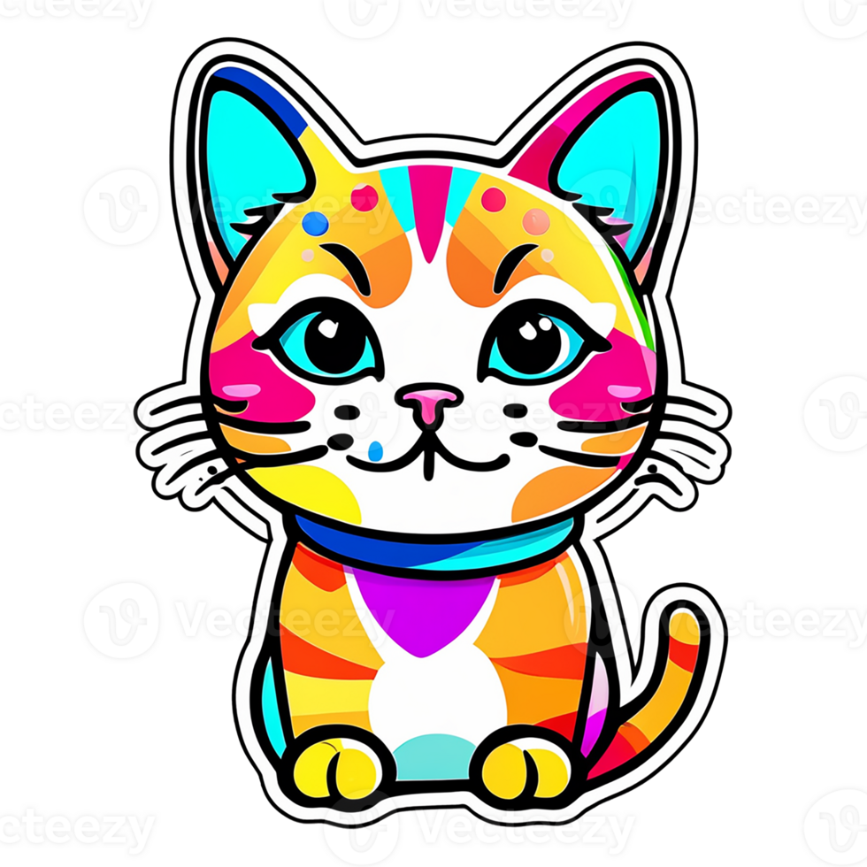 cute cats with colorful colors Generative AI png