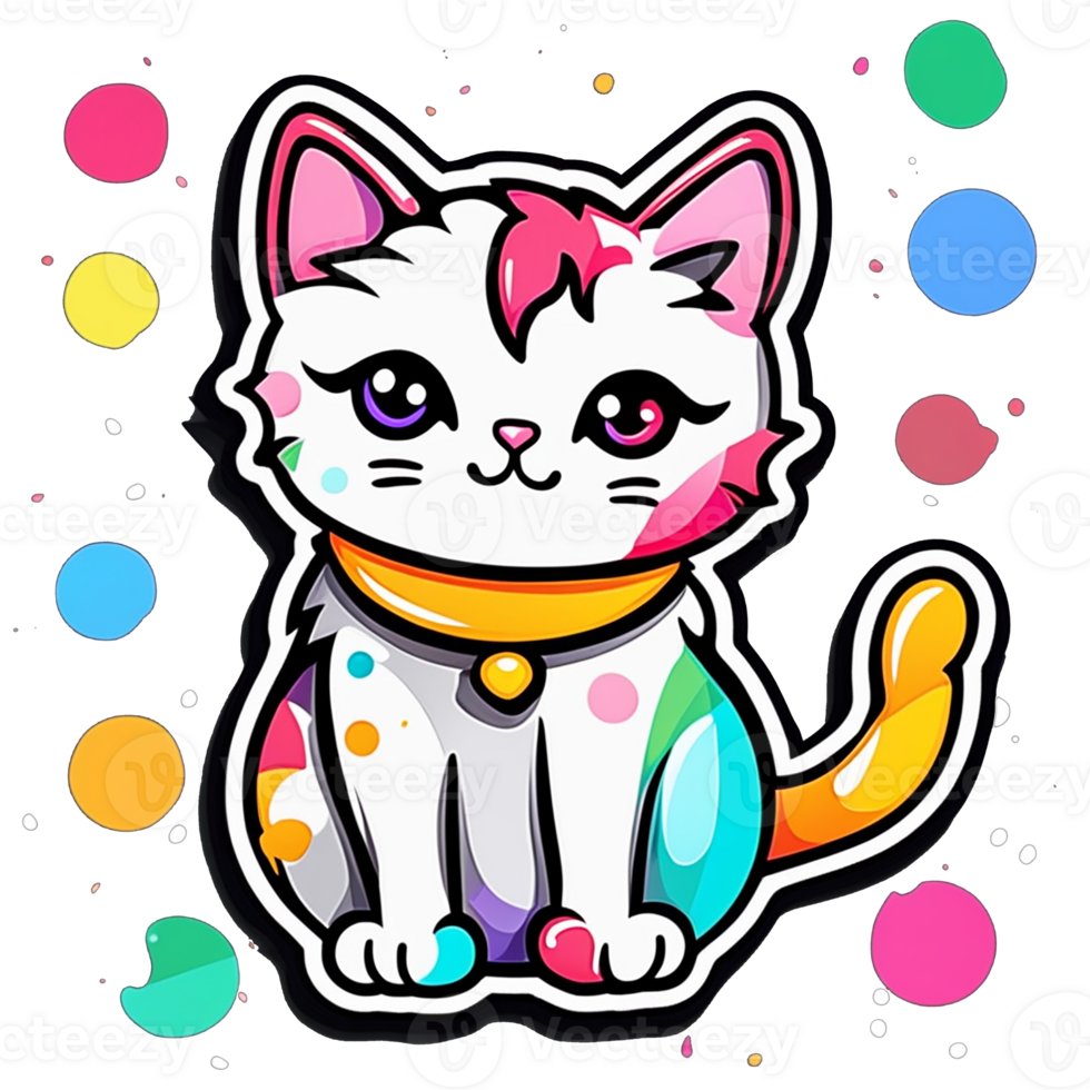 cute cats with colorful colors Generative AI png