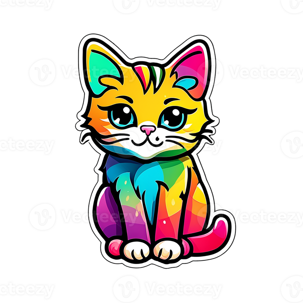 linda gatos con vistoso colores generativo ai png