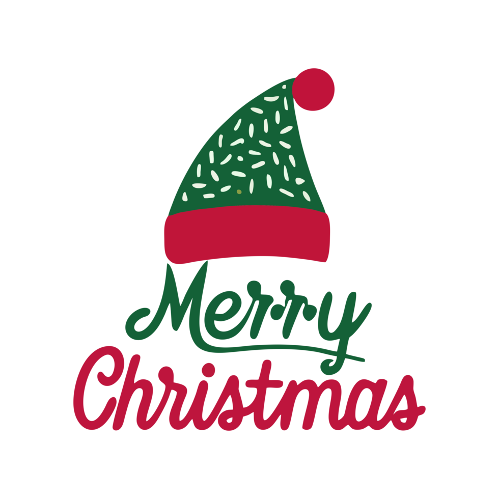 de kerstman hoed vrolijk Kerstmis belettering typografie png