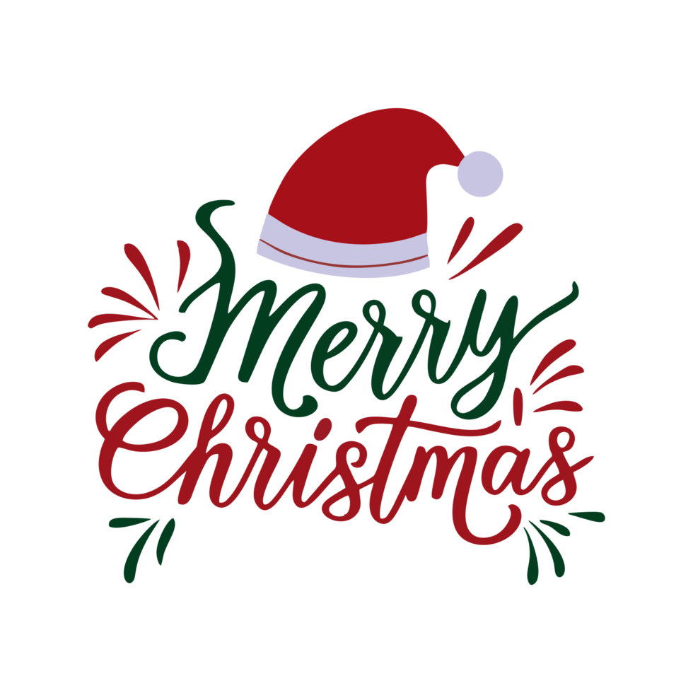 Merry christmas santa claus hat texting lettering png