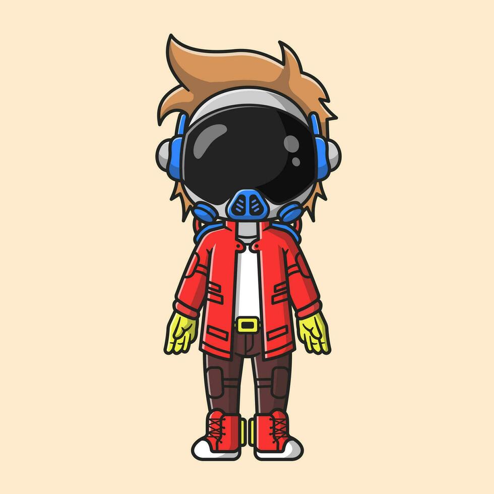 linda astronauta punk dibujos animados vector icono ilustración. tecnología Moda icono concepto aislado prima vector. plano dibujos animados estilo