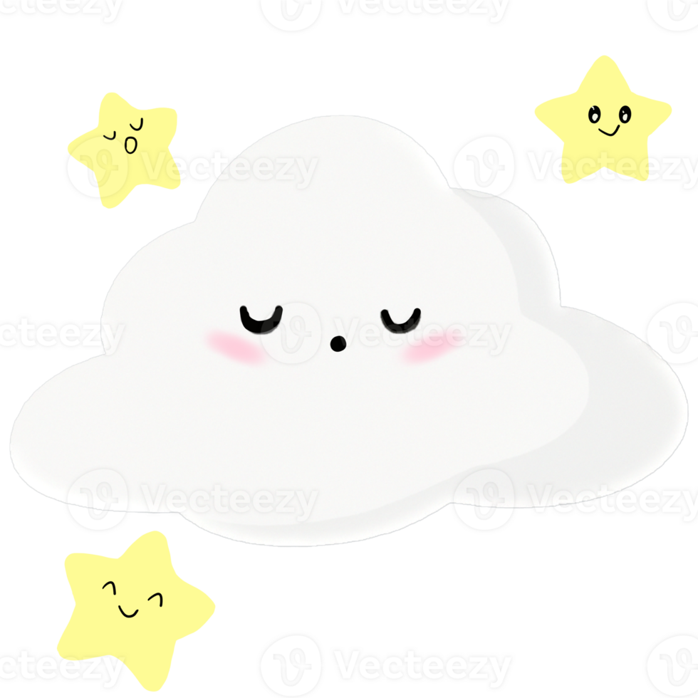 Cloud with yellow stars png