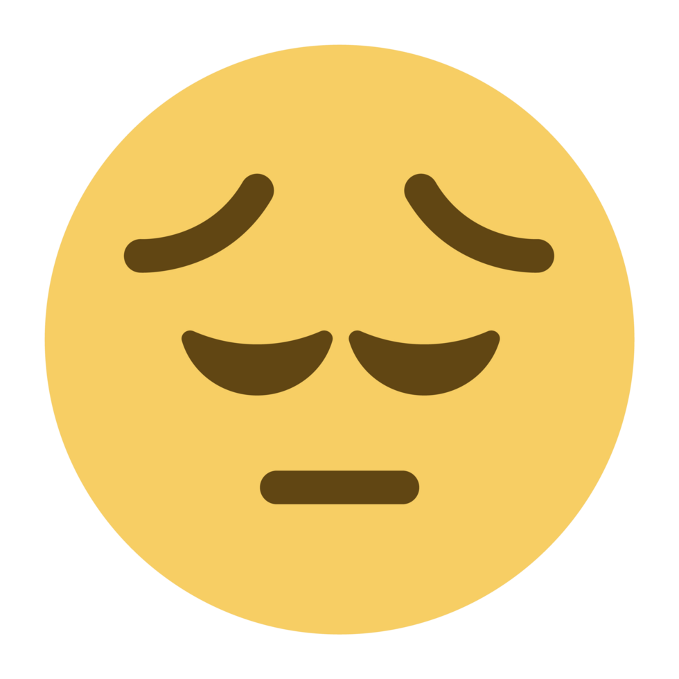 Top quality emoticon. Persevering emoji. Helpless face with scrunched eyes. Yellow face emoji. Popular element. png