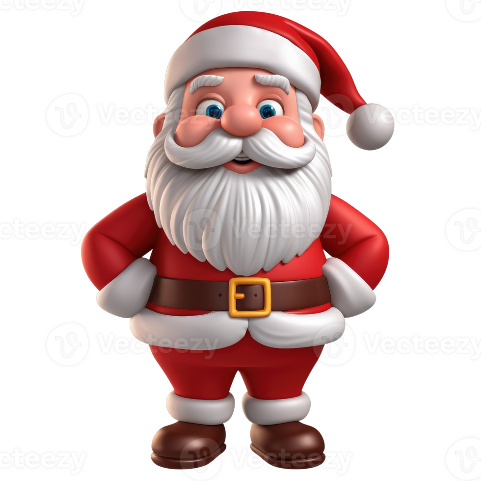 Cute Santa claus in 3D cartoon style isolated on transparent background, AI Generative png