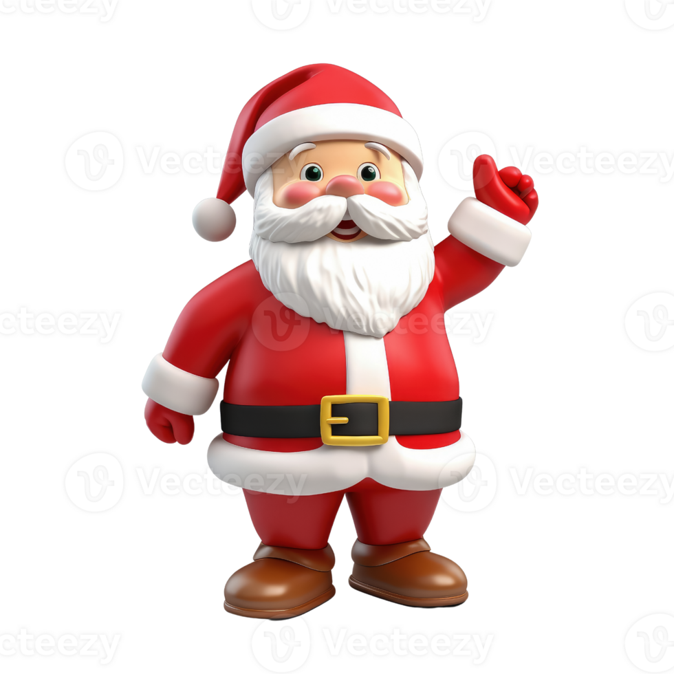 Cute Santa claus in 3D cartoon style isolated on transparent background, AI Generative png