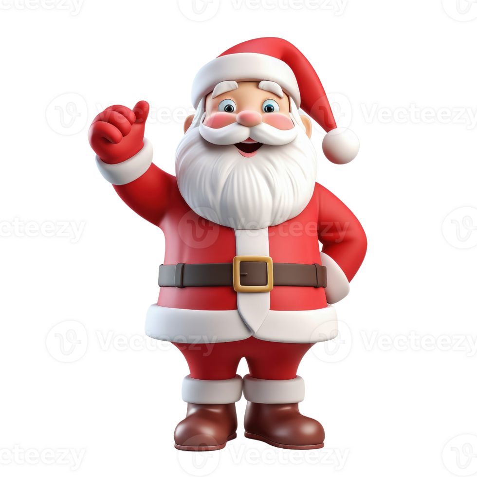 Cute Santa claus in 3D cartoon style isolated on transparent background, AI Generative png