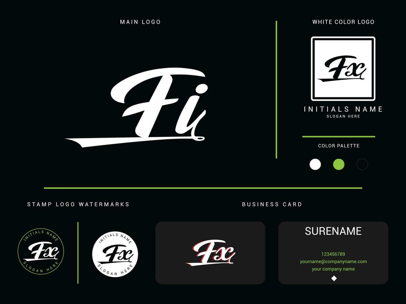 Alphabet Fi Logo Branding, Minimalist fx FI Apparel Fashion Luxury Logo Icon vector