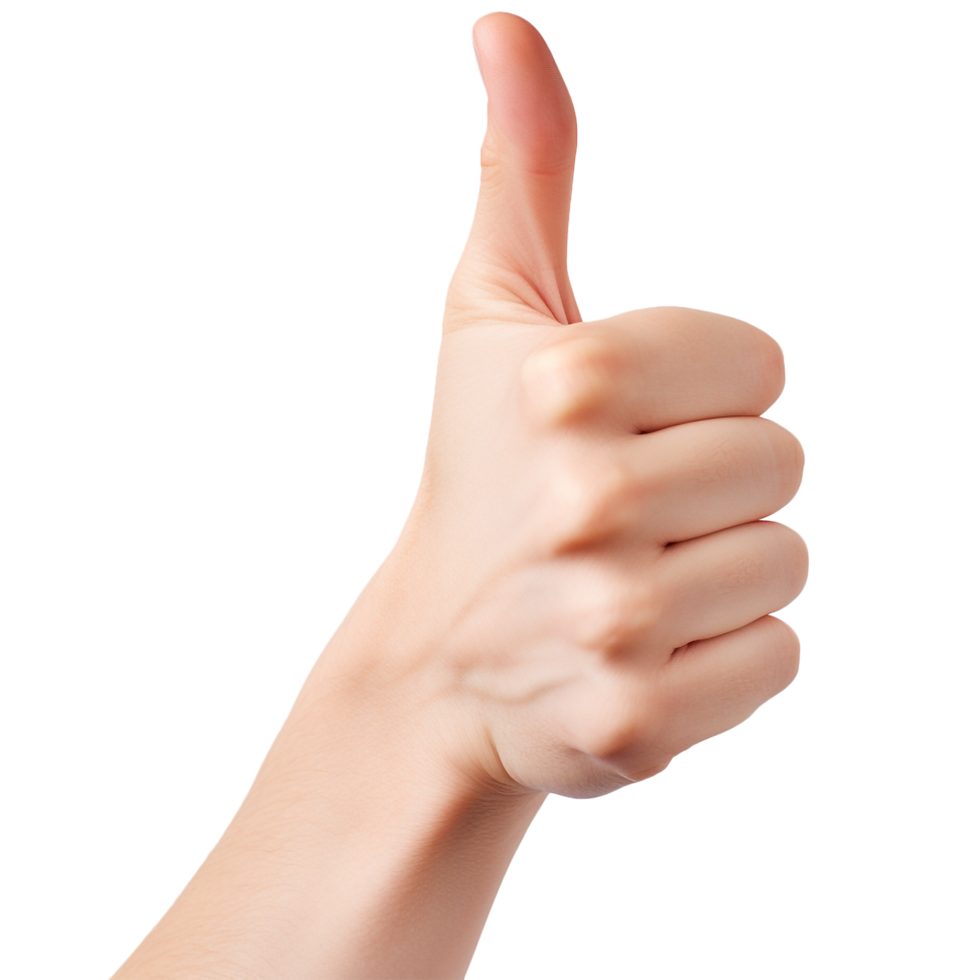 Close-up of hand showing thumbs up sign. Generated AI png