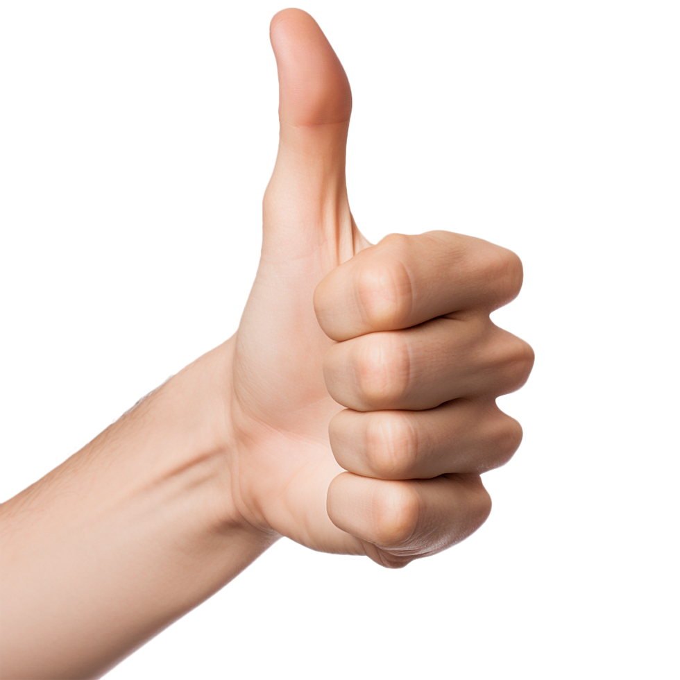 Close-up of hand showing thumbs up sign. Generated AI png