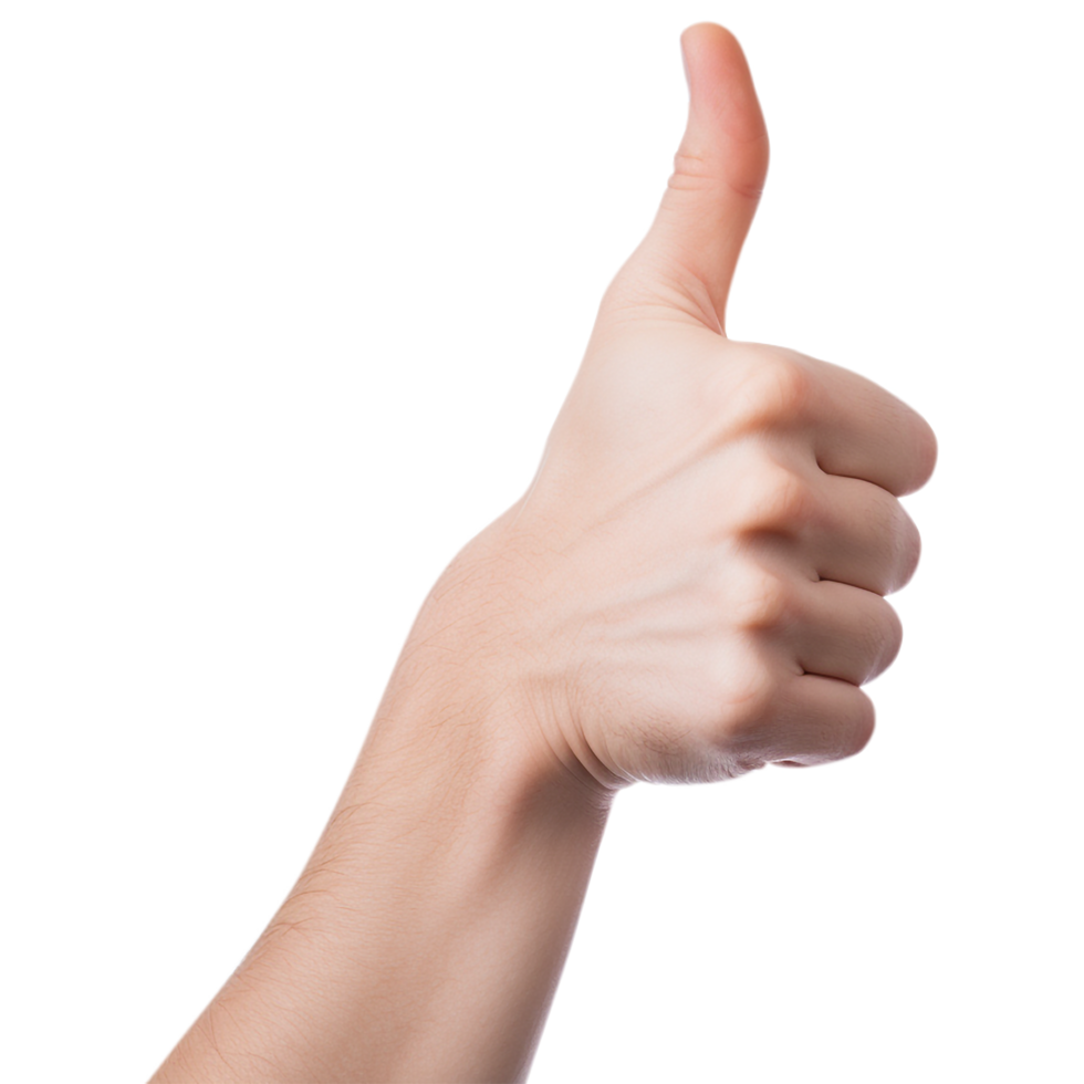 Close-up of hand showing thumbs up sign. Generated AI png