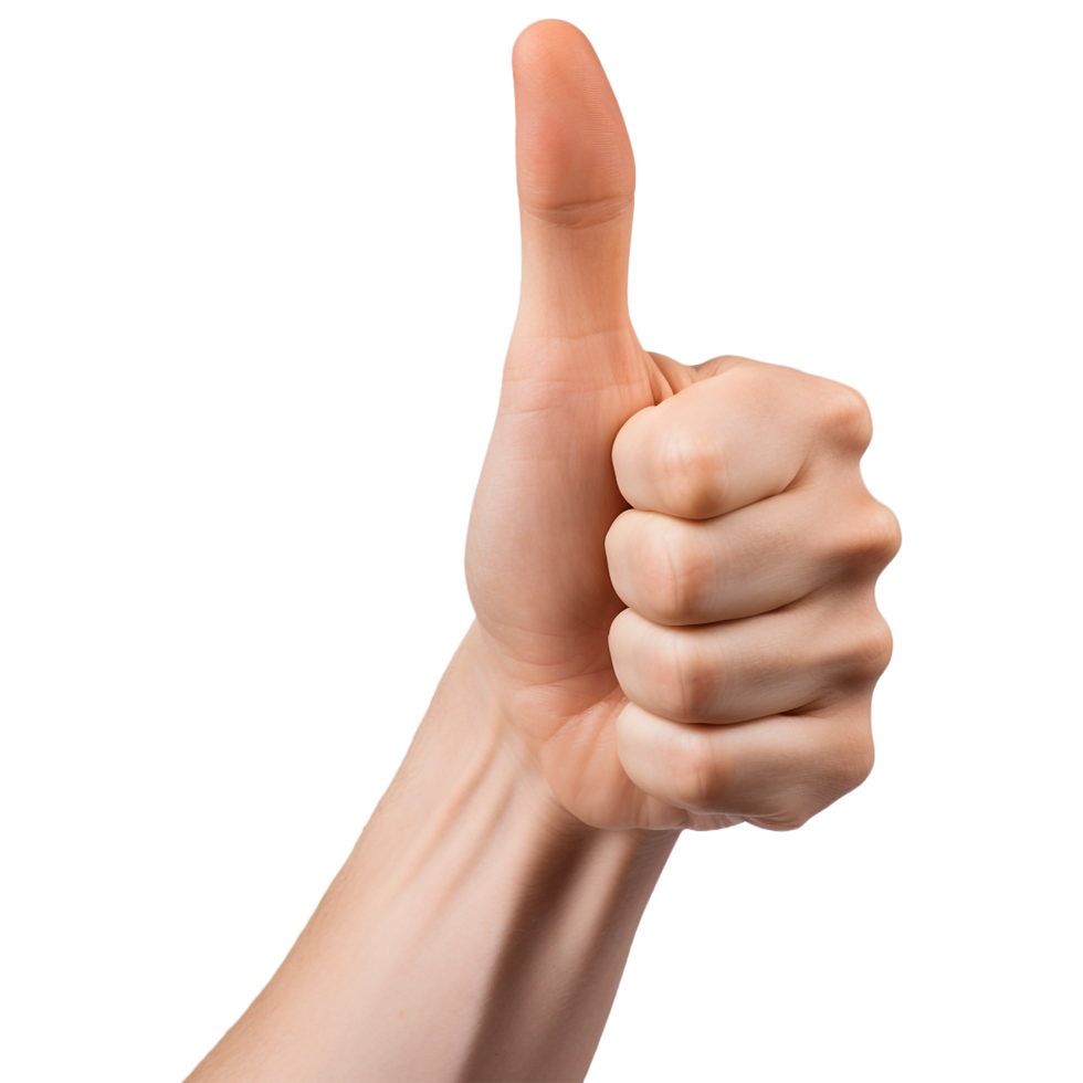 Close-up of hand showing thumbs up sign. Generated AI png