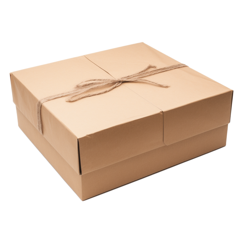 box wrapped in brown paper. generated AI png