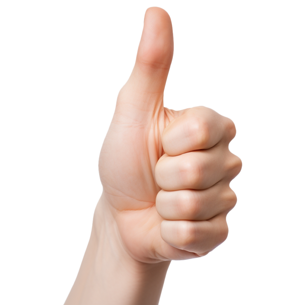 Close-up of hand showing thumbs up sign. Generated AI png