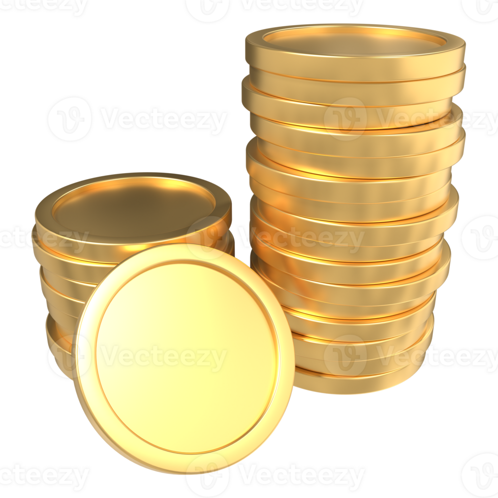 Stack of golden coins. 3D gold coins. Money growth gold coins. Finance and investment concept. 3D rendering png