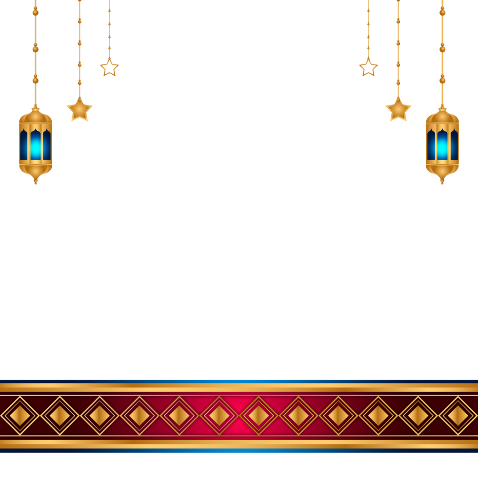 Golden islamic frame with lantern ramadan kareem arabic border flyer