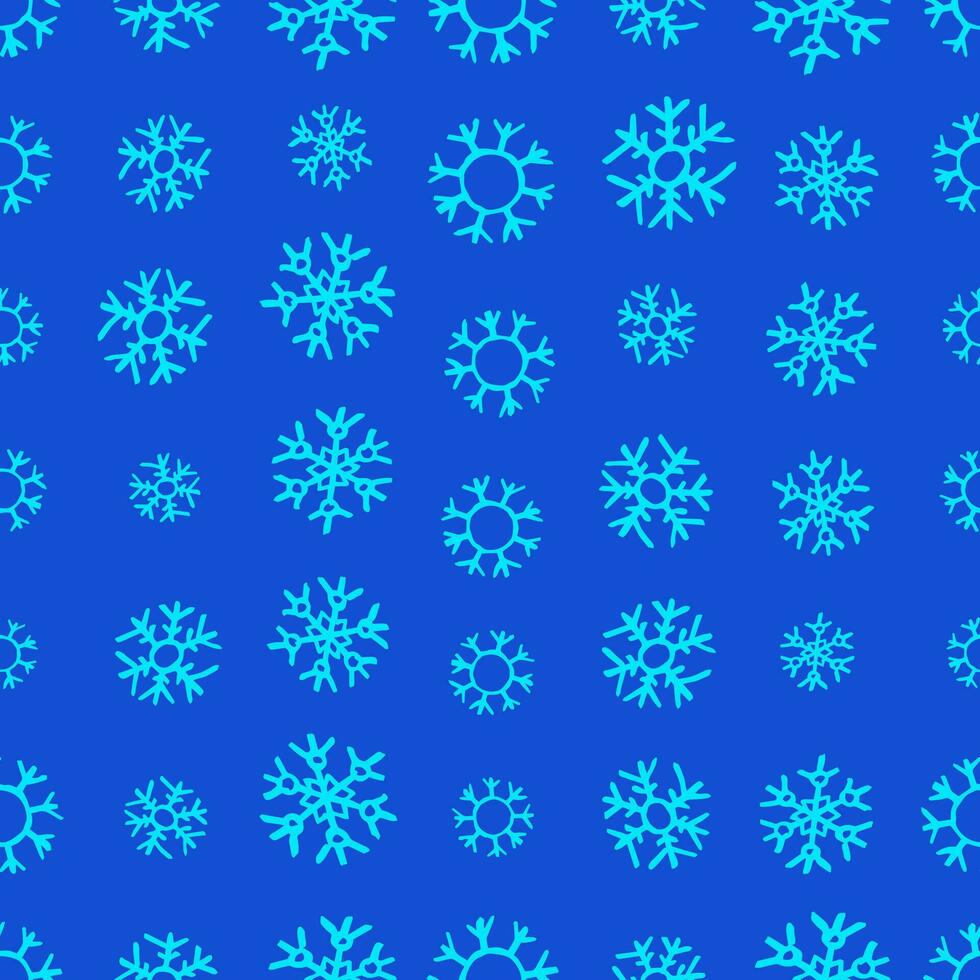 Seamless background of hand drawn snowflakes. Christmas and New Year decoration elements. Vector illustration.