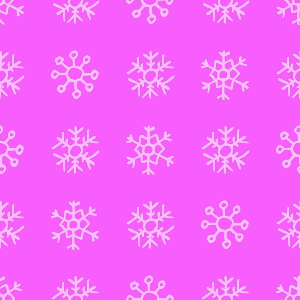 Seamless background of hand drawn snowflakes. Christmas and New Year decoration elements. Vector illustration.