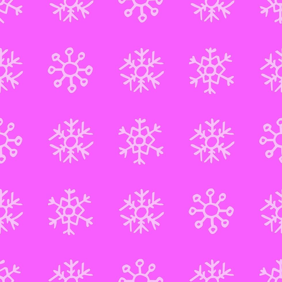 Seamless background of hand drawn snowflakes. Christmas and New Year decoration elements. Vector illustration.