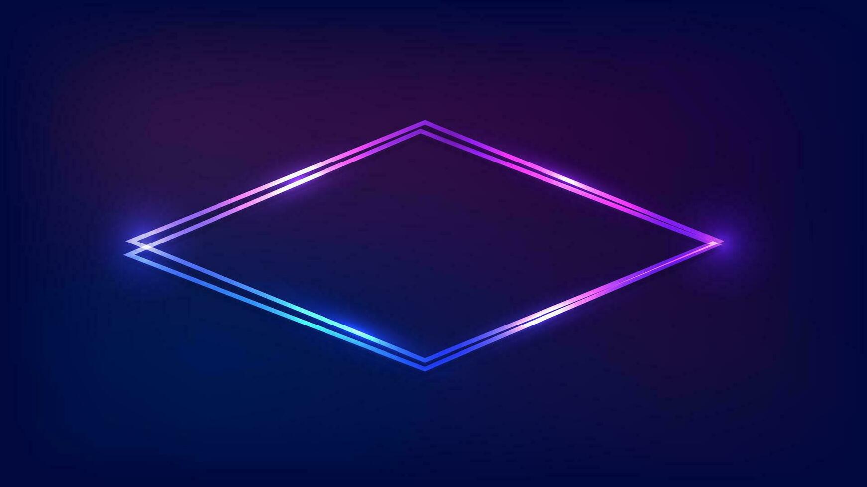 Neon double rhombus frame with shining effects vector