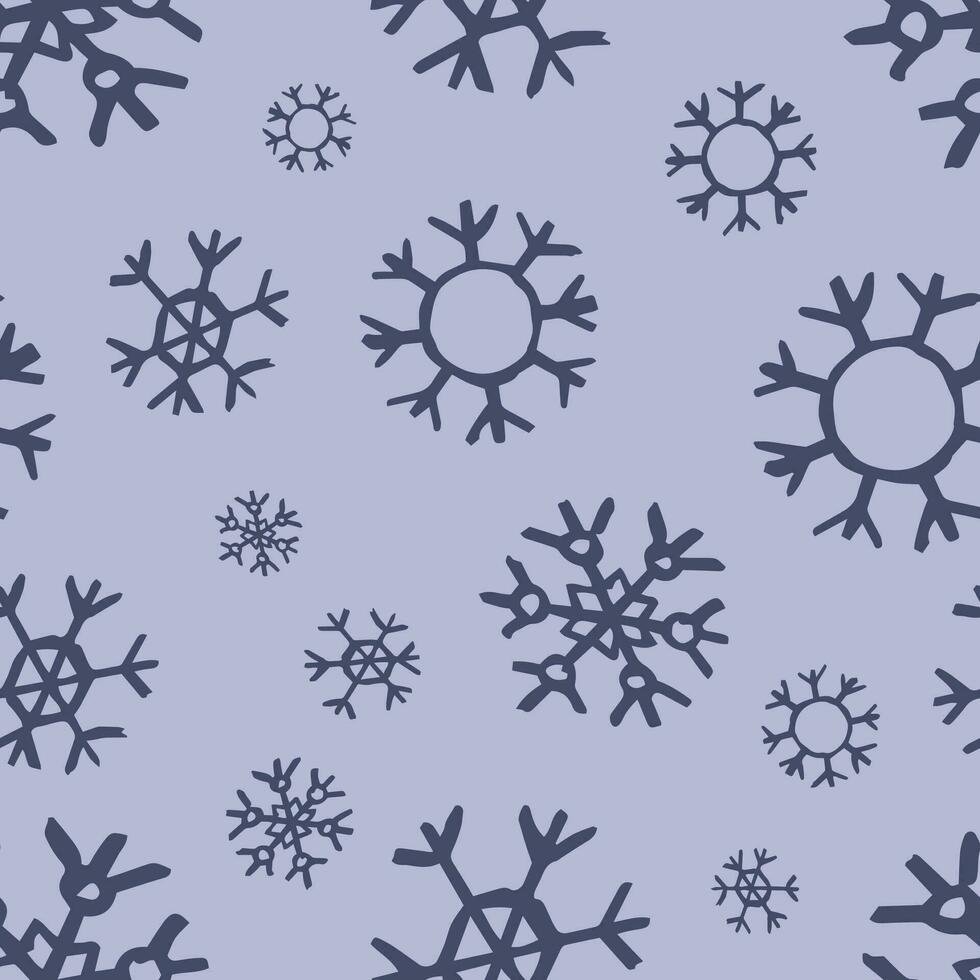Seamless background of hand drawn snowflakes. Christmas and New Year decoration elements. Vector illustration.