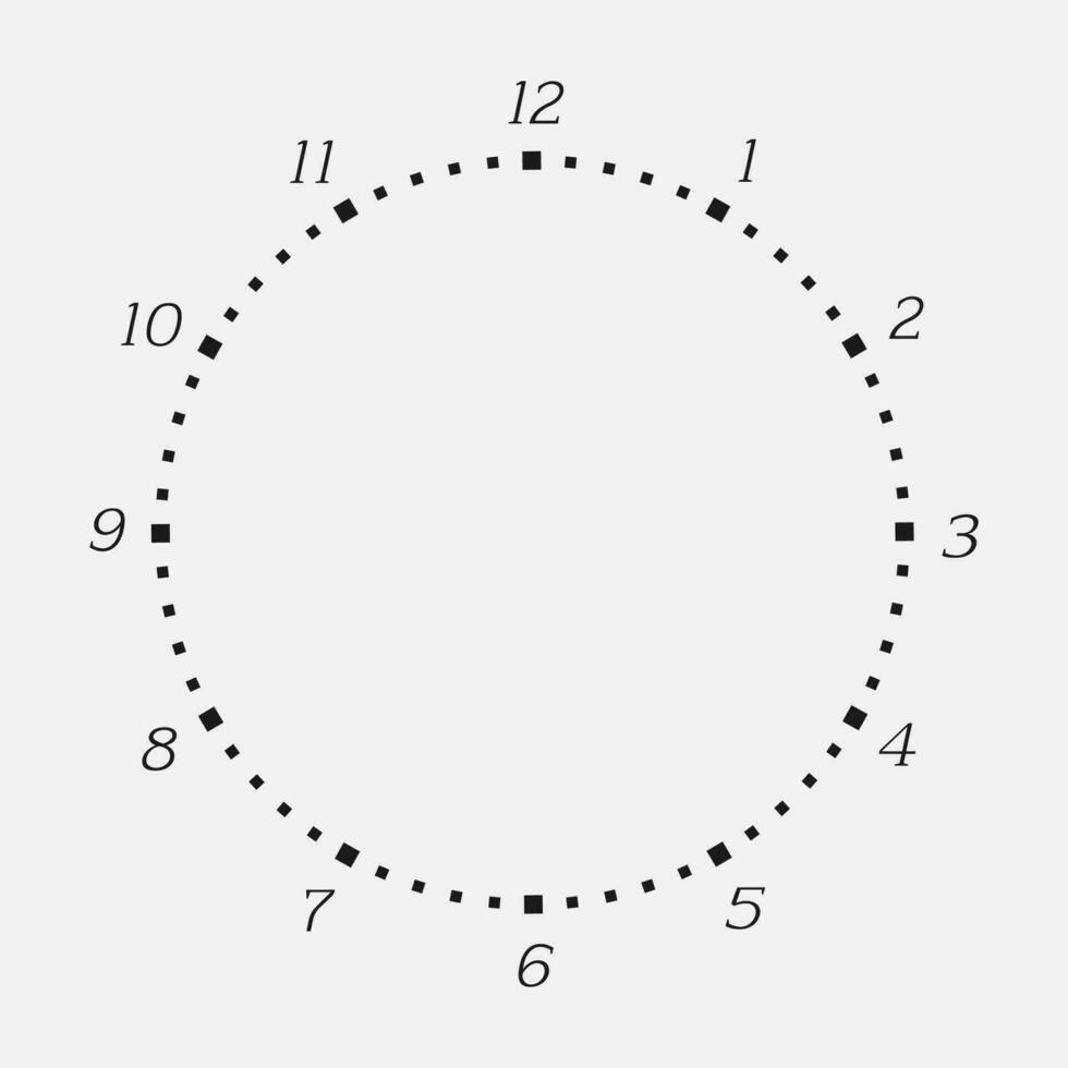 Clock face on a white background. 12 hours watch dial with round scale. Vector illustration