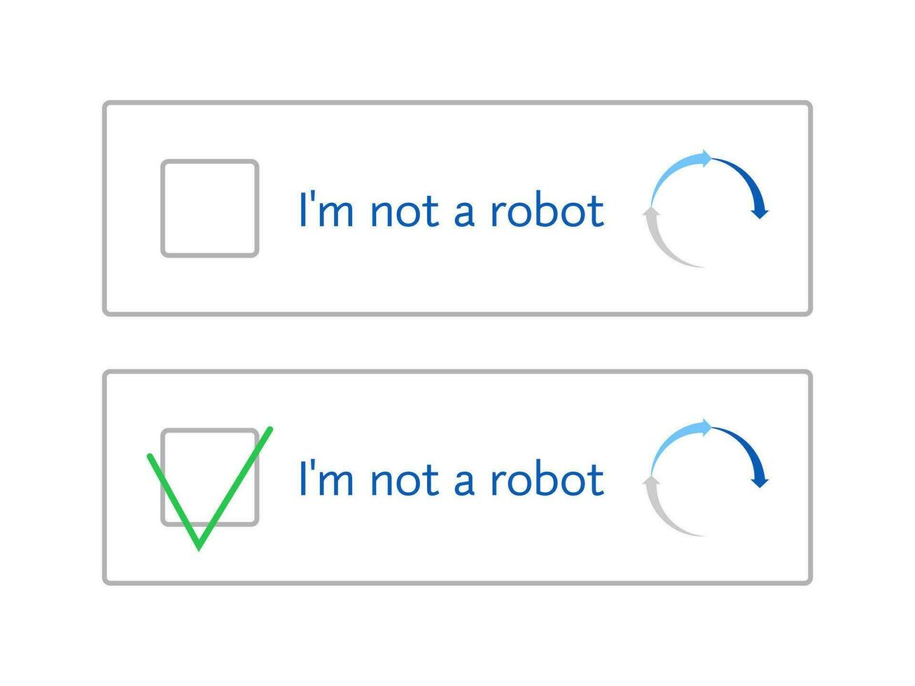 Template for entering captcha I'm not a robot vector