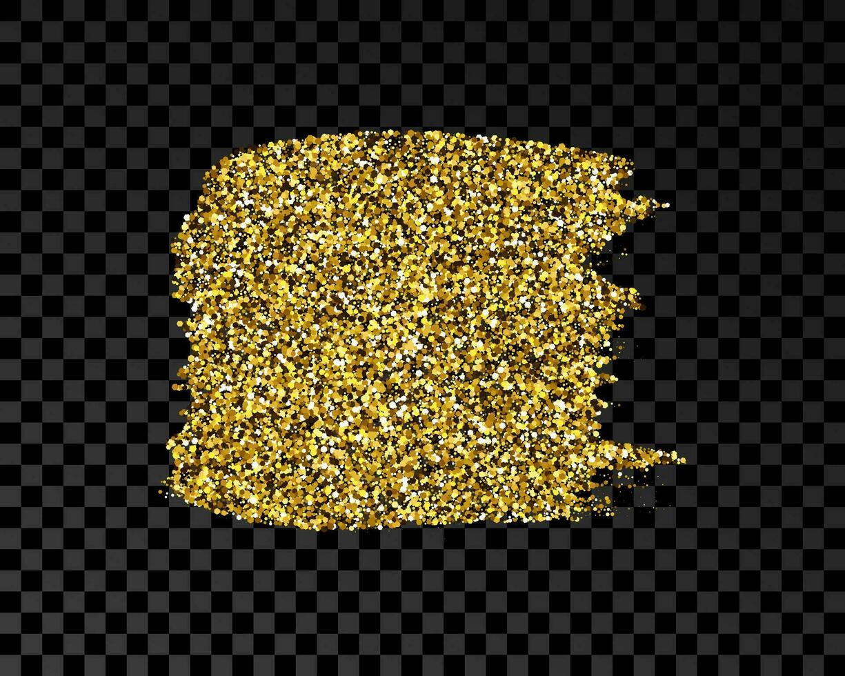 Hand drawn ink spot in gold glitter. Gold ink spot with sparkles isolated on dark background. Vector illustration