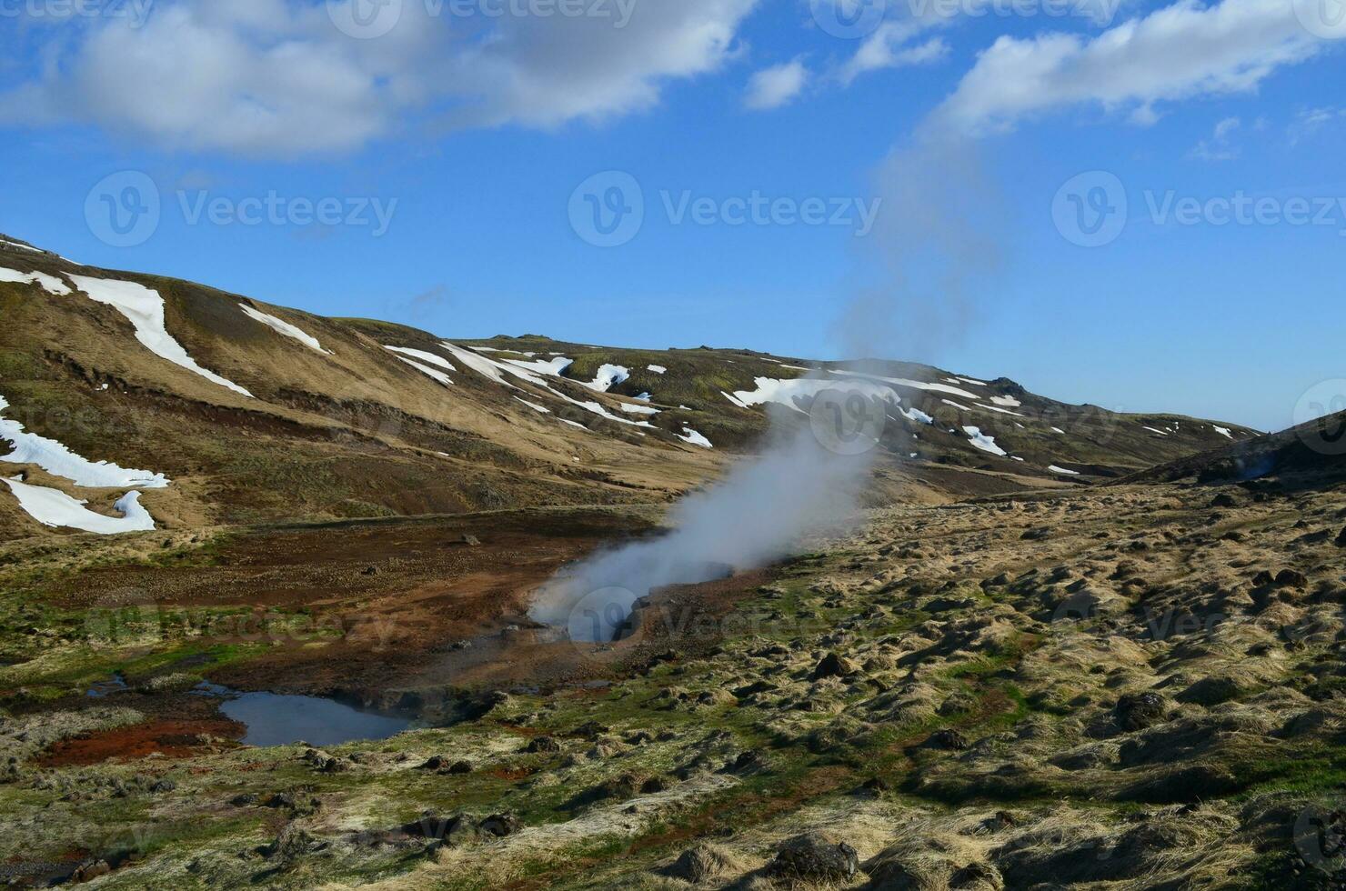 Stunning Landscape of Hveragerdi with Steam Rising photo