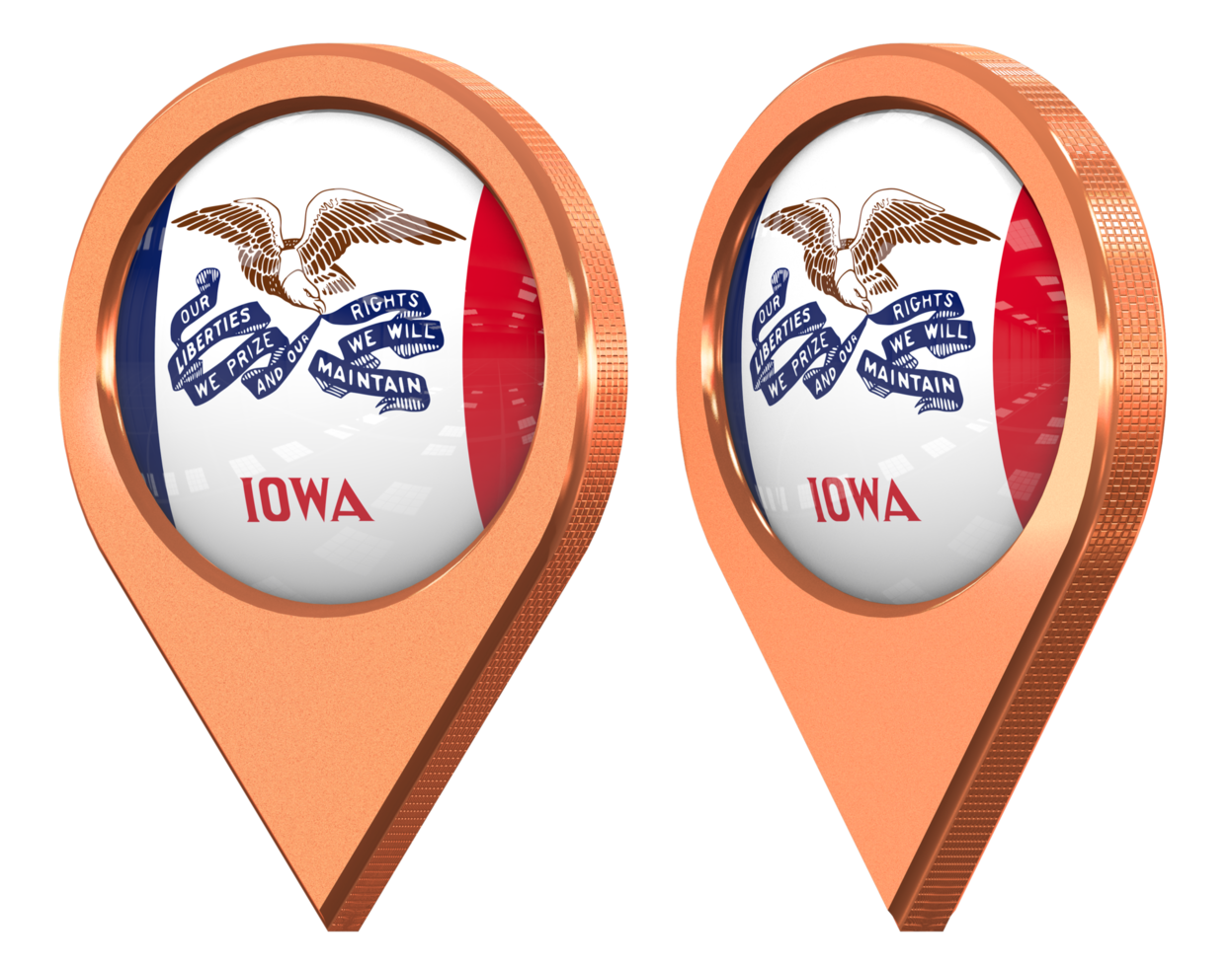 State of Iowa Location Icon Flag, Isolated with Different Angled, 3D Rendering png