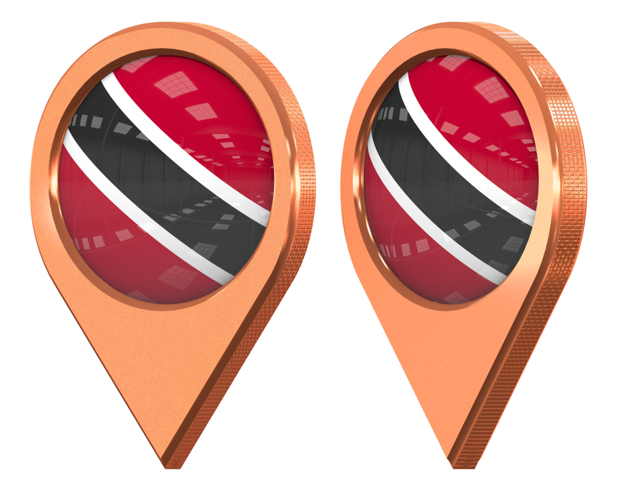 Trinidad and Tobago Location Icon Flag, Isolated with Different Angled, 3D Rendering png