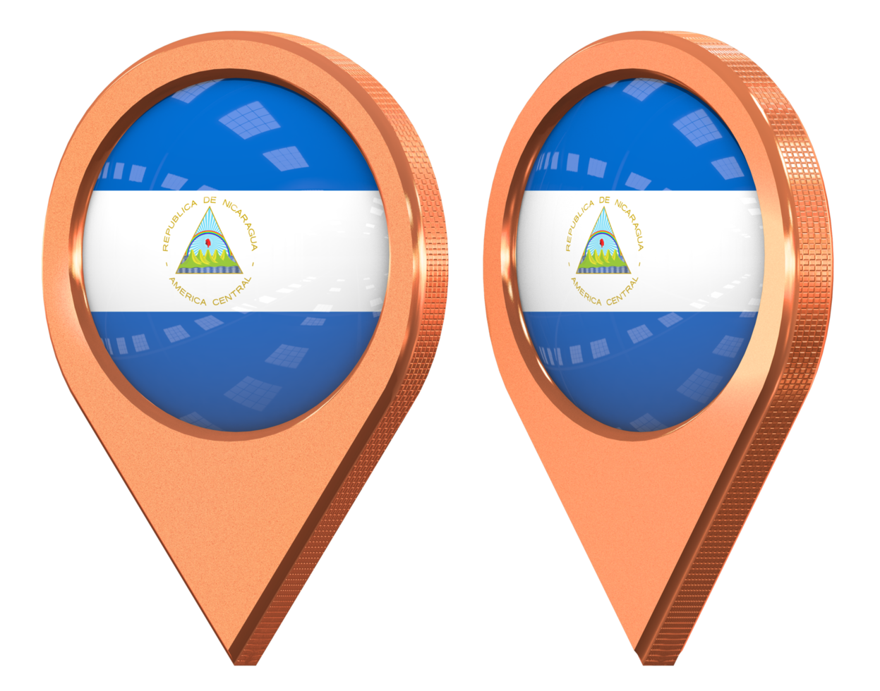 Nicaragua Location Icon Flag, Isolated with Different Angled, 3D Rendering png