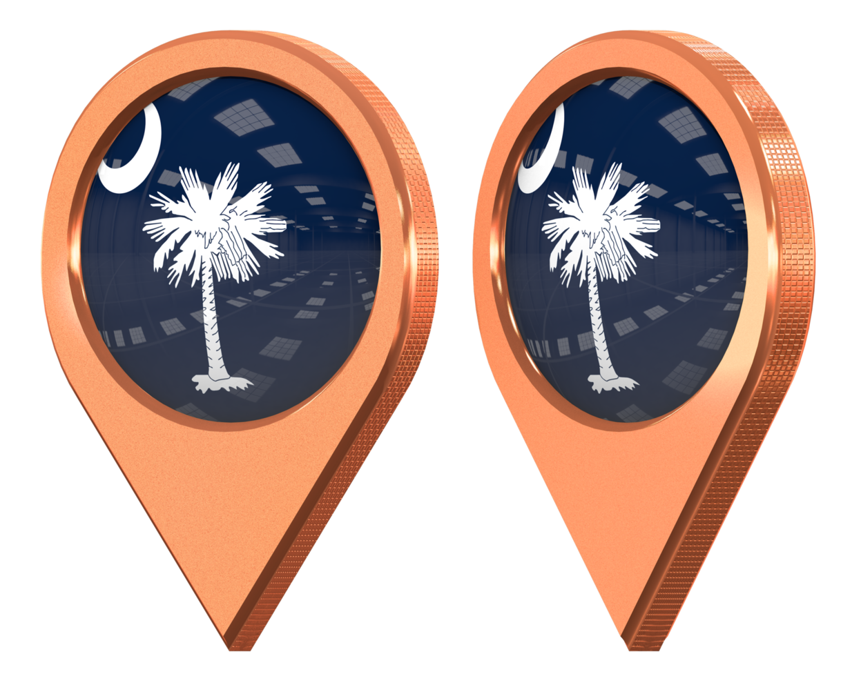 State of South Carolina Location Icon Flag, Isolated with Different Angled, 3D Rendering png