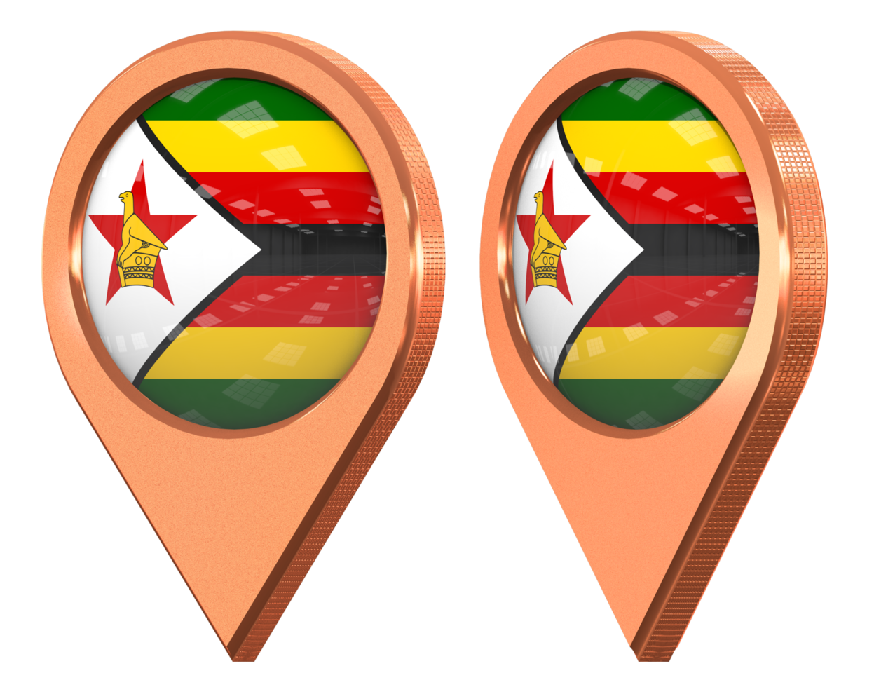 Zimbabwe Flag Location Icon, Isolated with Different Angled, 3D Rendering png