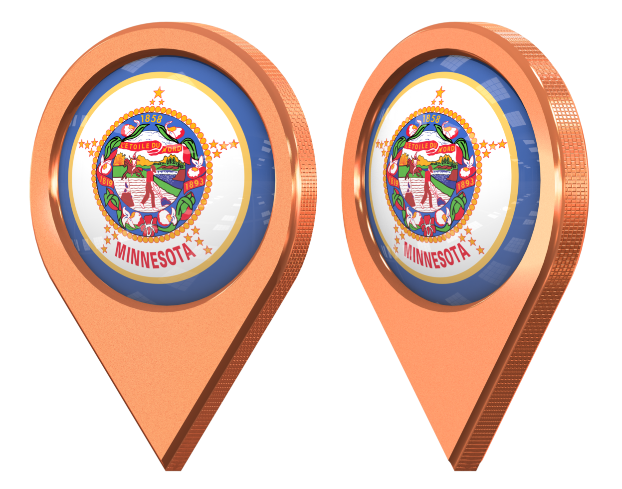 State of Minnesota Location Icon Flag, Isolated with Different Angled, 3D Rendering png