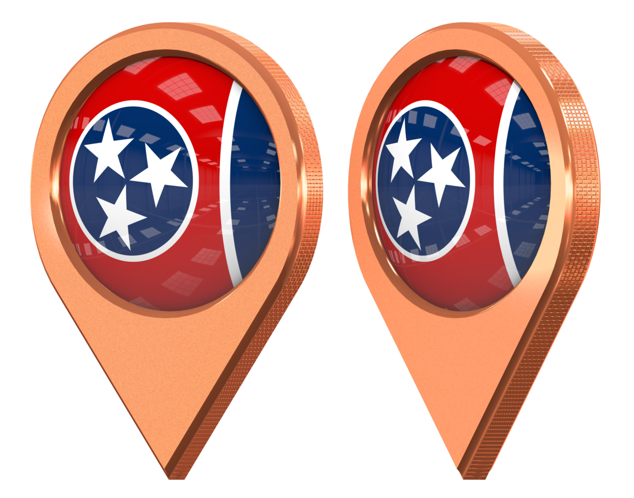 State of Tennessee Location Icon Flag, Isolated with Different Angled, 3D Rendering png