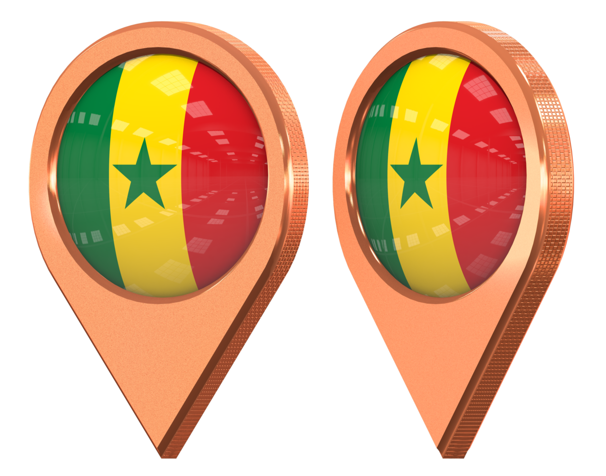 Senegal Location Icon Flag, Isolated with Different Angled, 3D Rendering png