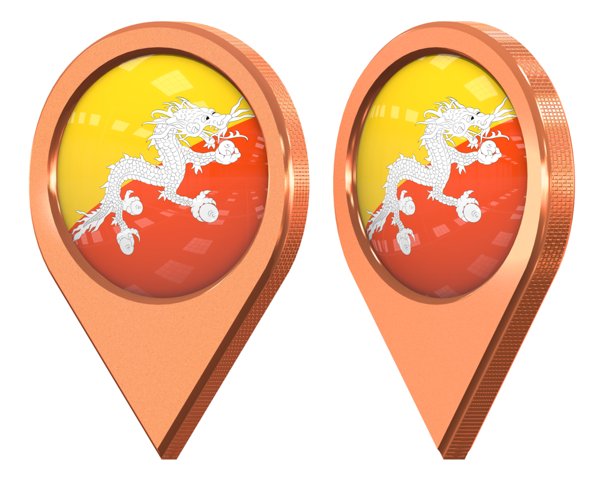 Bhutan Location Icon Flag, Isolated with Different Angled, 3D Rendering png
