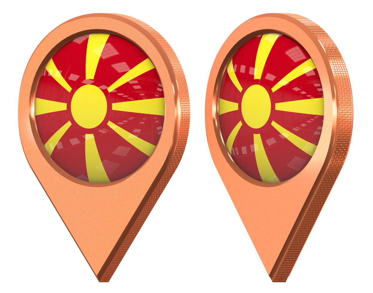 North Macedonia Location Icon Flag, Isolated with Different Angled, 3D Rendering png