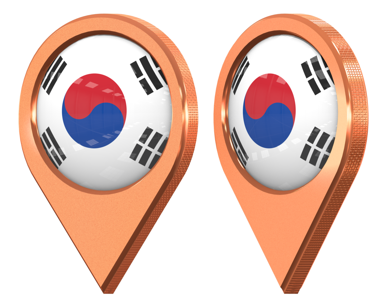 South Korea Location Icon Flag, Isolated with Different Angled, 3D Rendering png