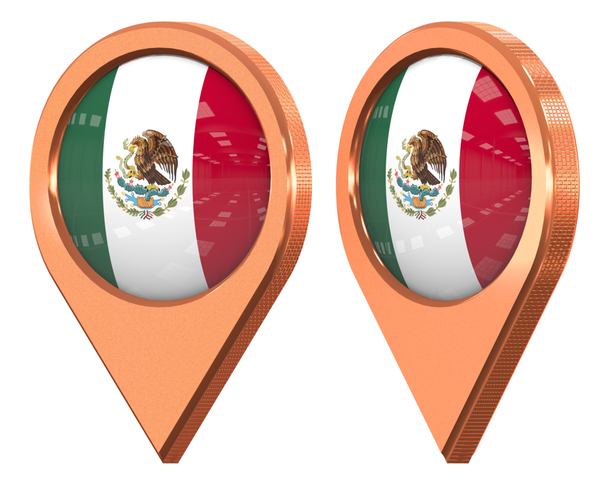 Mexico Location Icon Flag, Isolated with Different Angled, 3D Rendering png