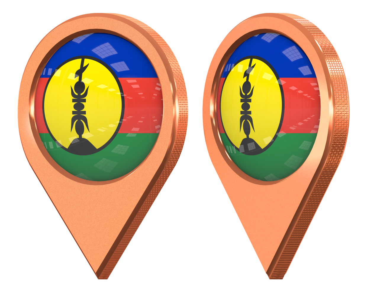 New Caledonia Location Icon Flag, Isolated with Different Angled, 3D Rendering png