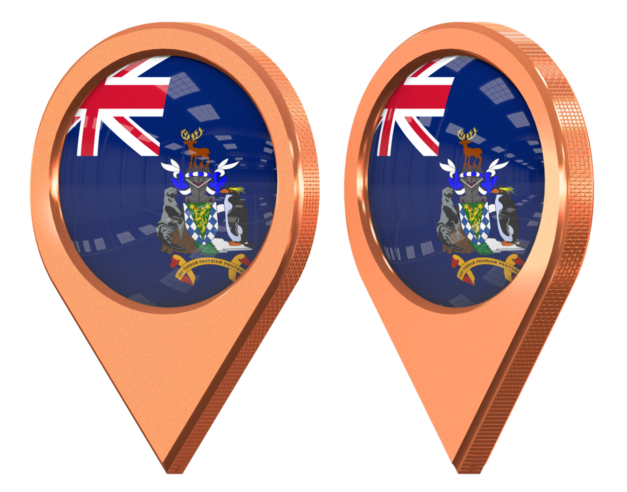 South Georgia and the South Sandwich Islands, SGSSI Location Icon Flag, Isolated with Different Angled, 3D Rendering png