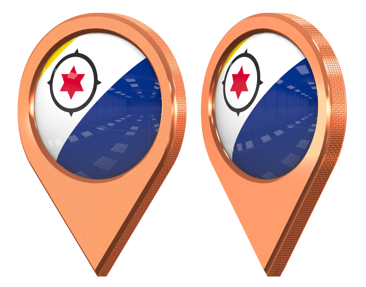Bonaire Location Icon Flag, Isolated with Different Angled, 3D Rendering png