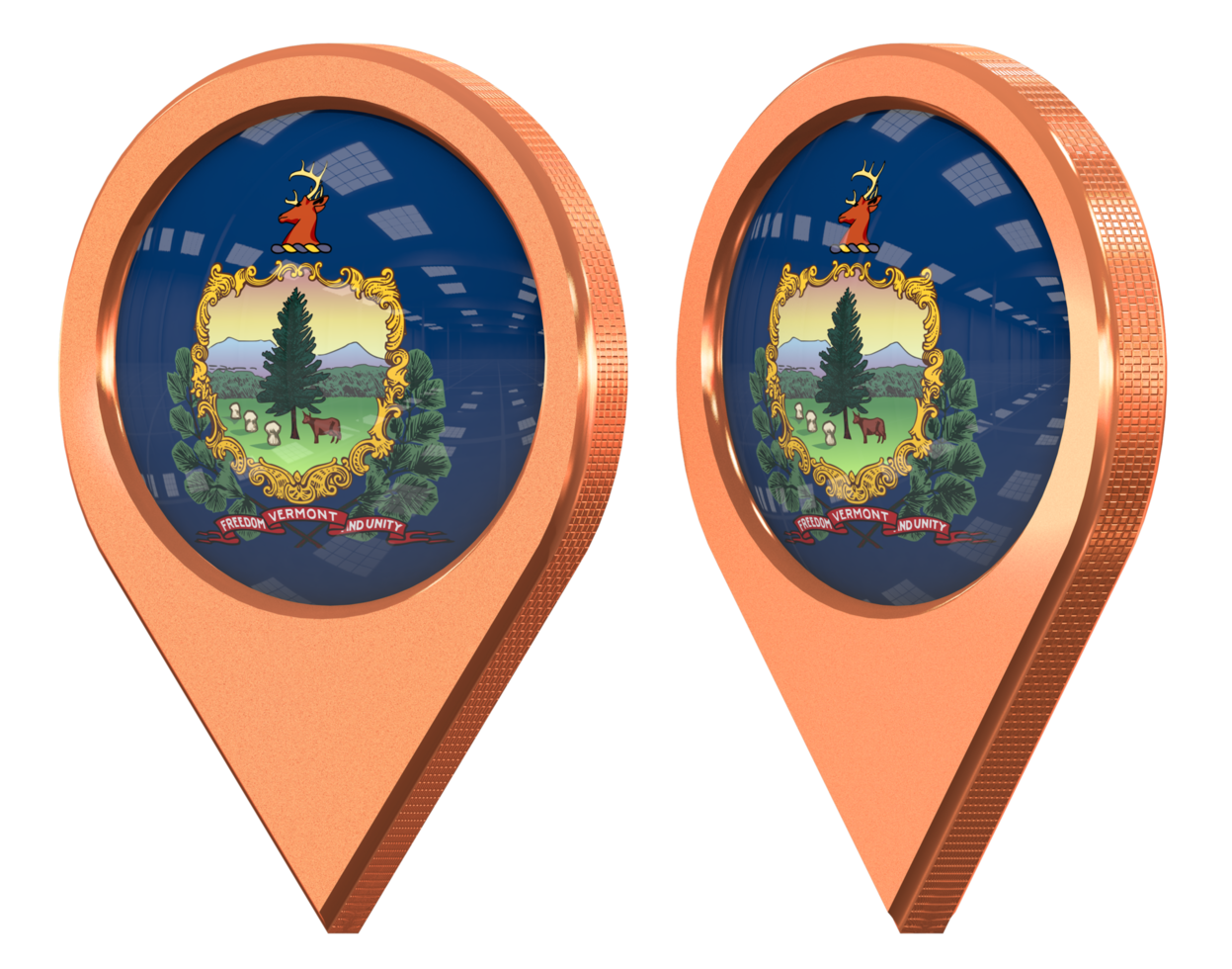 State of Vermont Location Icon Flag, Isolated with Different Angled, 3D Rendering png