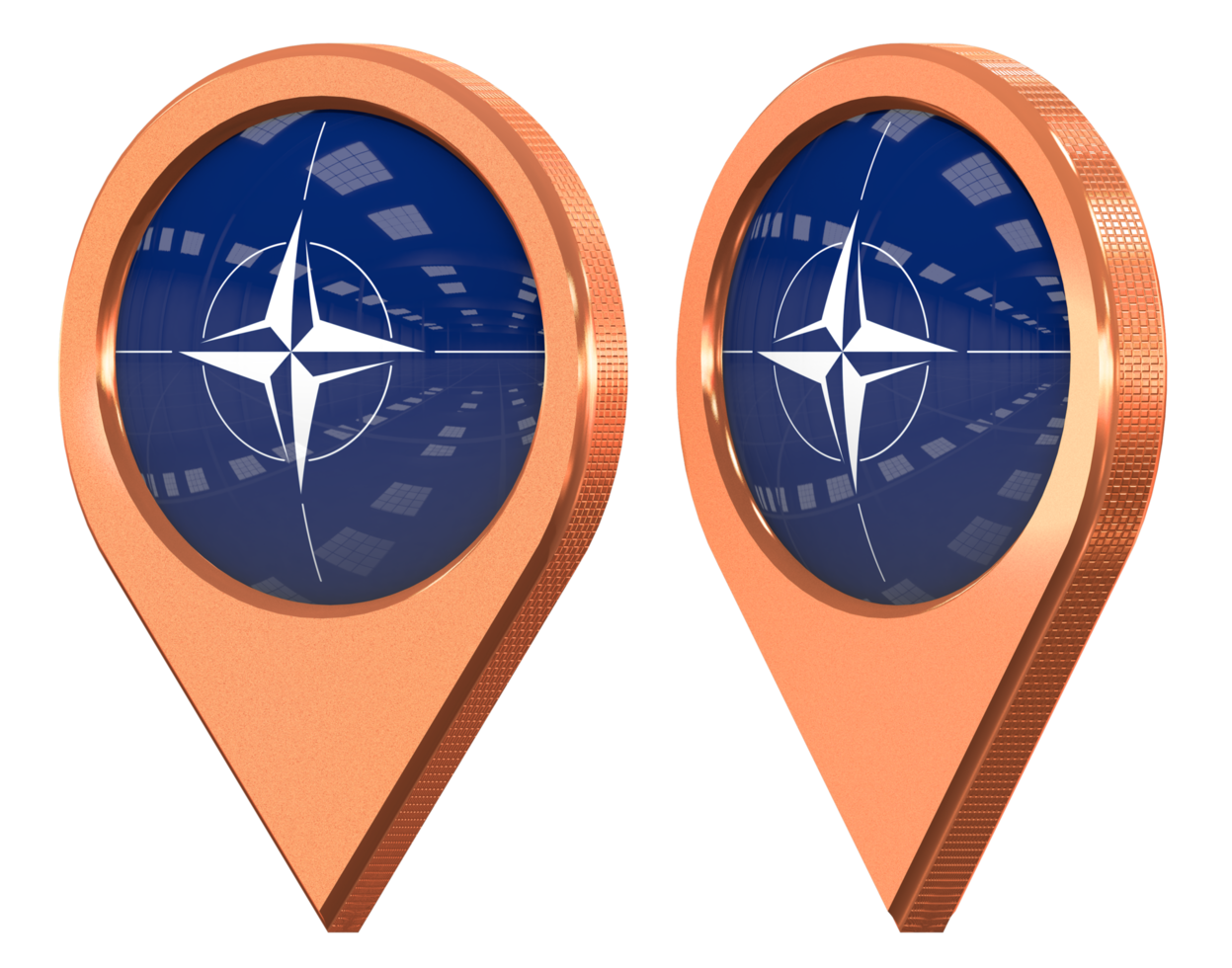 Nord atlantique traité organisation, nato emplacement icône drapeau, isolé avec différent incliné, 3d le rendu png