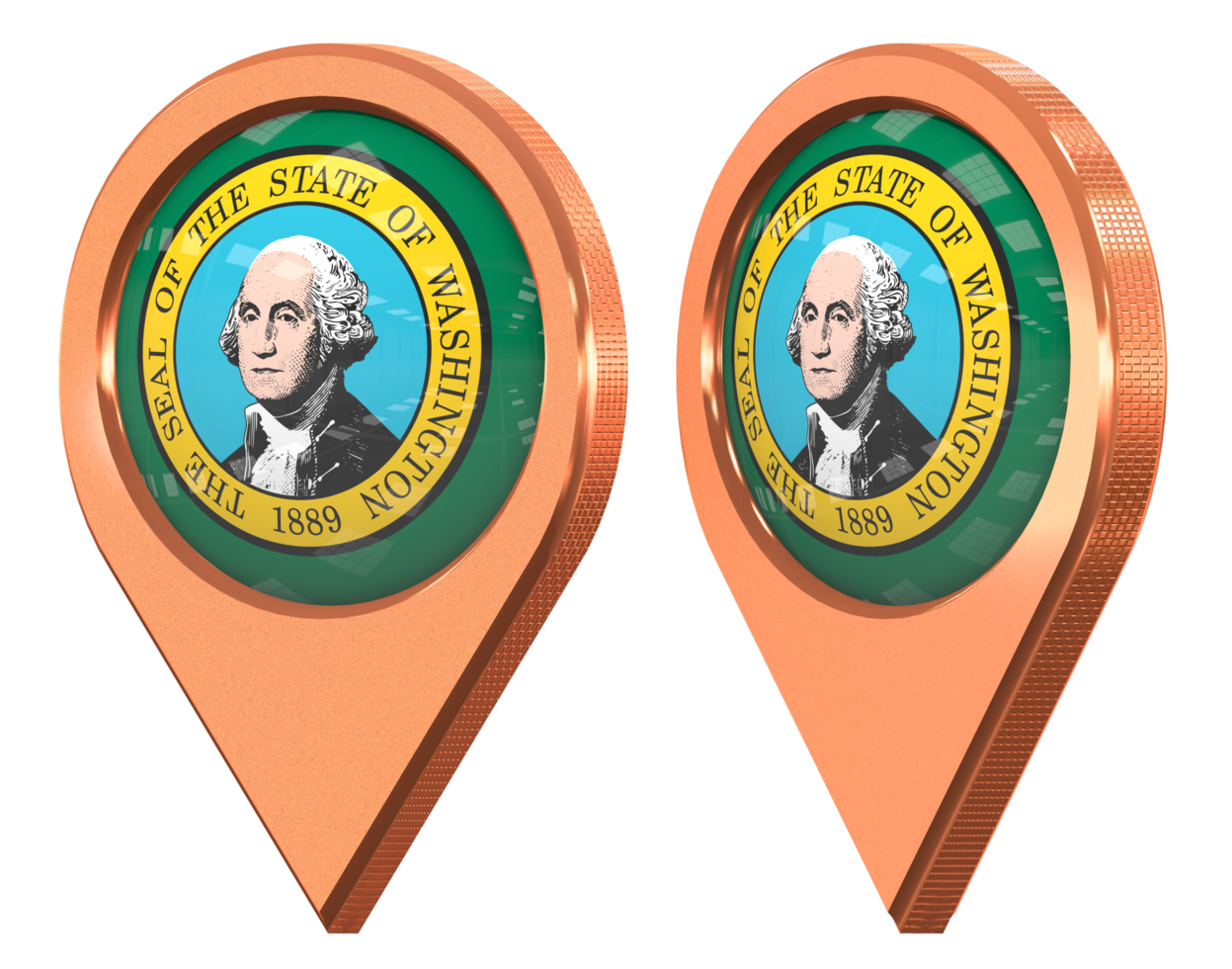State of Washington Location Icon Flag, Isolated with Different Angled, 3D Rendering png
