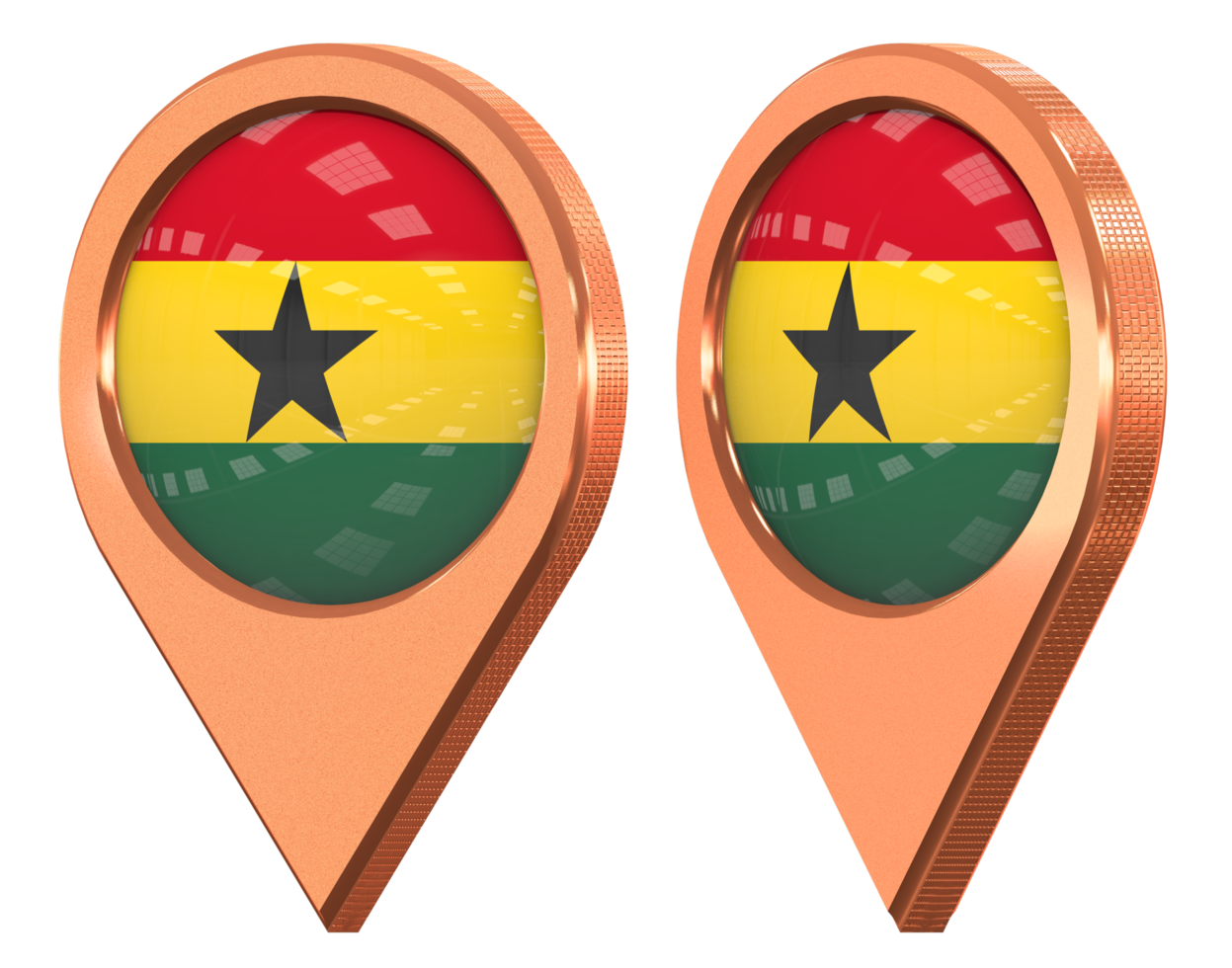 Ghana Location Icon Flag, Isolated with Different Angled, 3D Rendering png